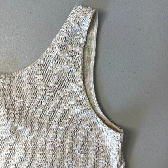 J. Crew Champagne/Cream Sequined Tank Top Women's Medium - Picture 4 of 7
